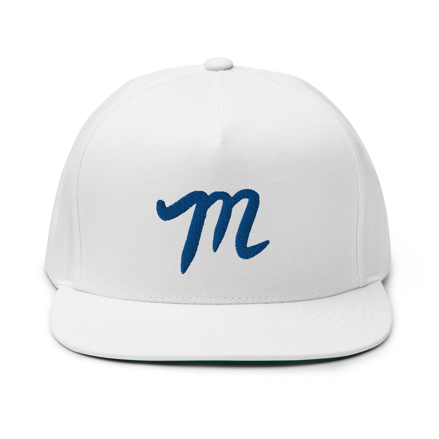 Manolo White Hat Blue M Flat Bill Cap