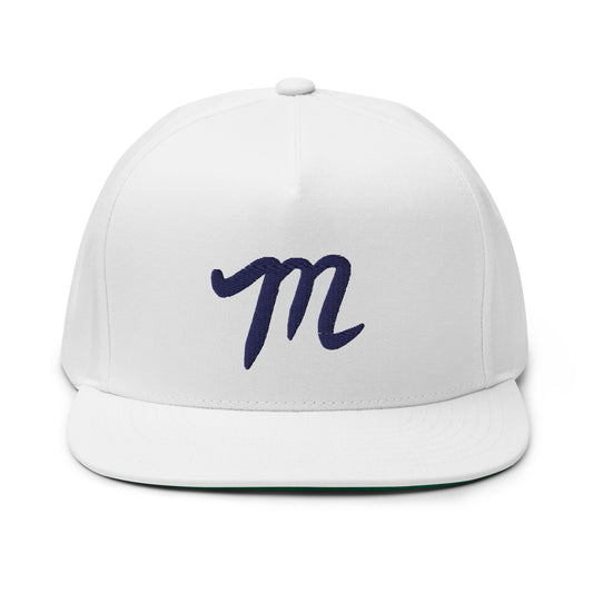 Manolo White Hat Navy Blue M Flat Bill Cap