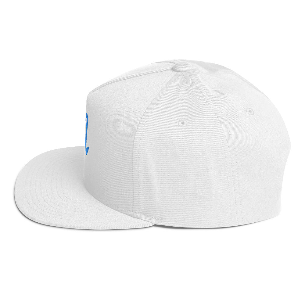 Manolo white hat teal M Flat Bill Cap