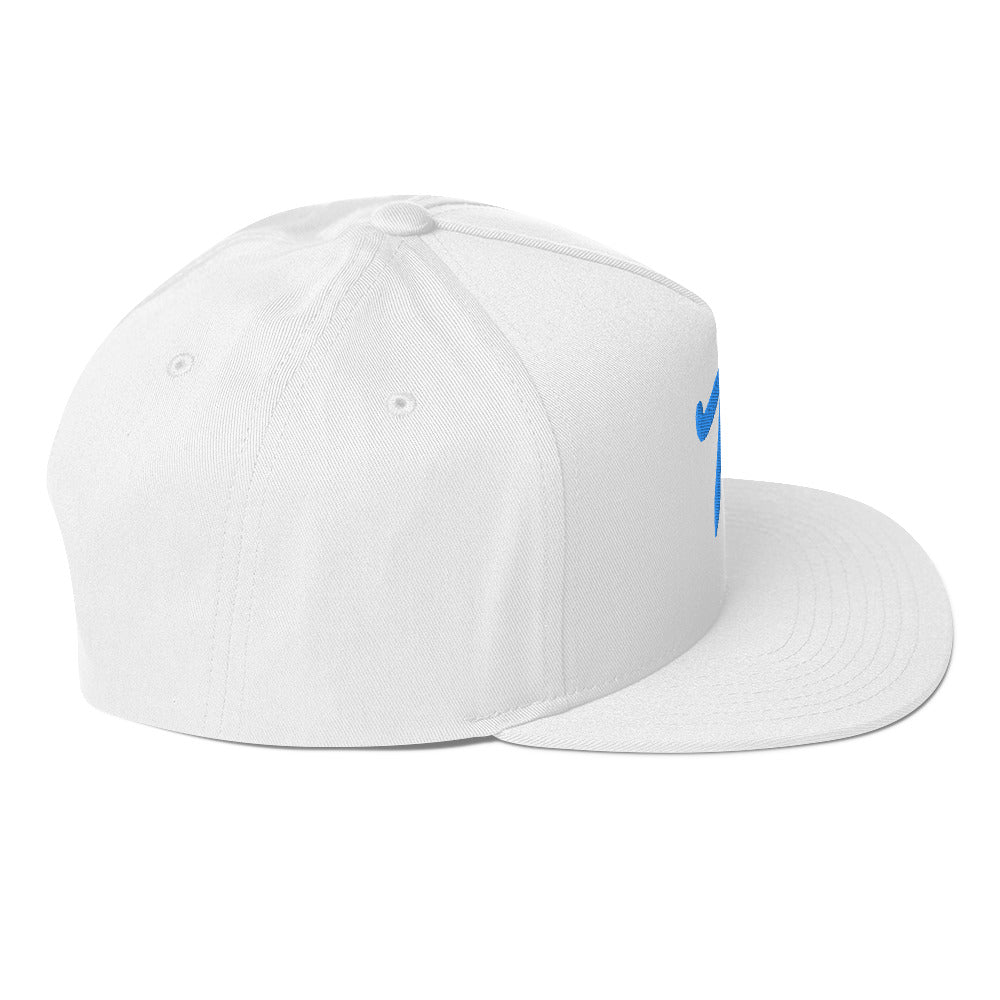 Manolo white hat teal M Flat Bill Cap