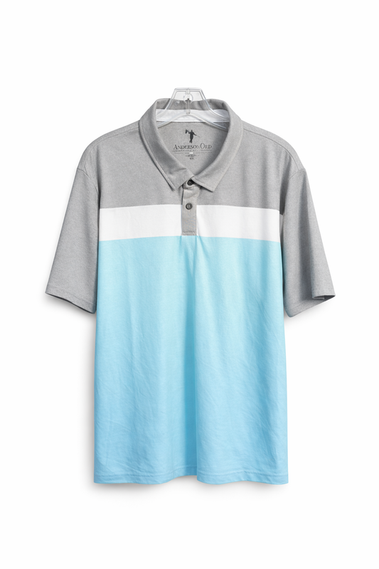 ANDERSON ORD GOLF POLO GREY/WHITE/TURQUOISE