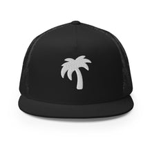 Load image into Gallery viewer, Black hat white Palma Trucker Cap
