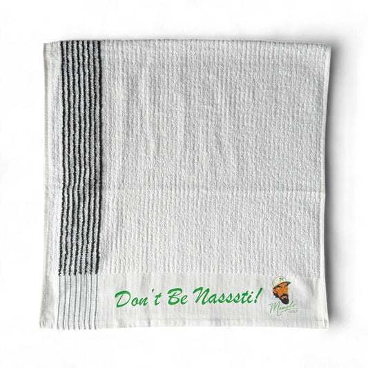Don’t Be Nasssti! - Manolo OG Players Golf Towel - 22” x 44”

80% cotton / 20% polyester