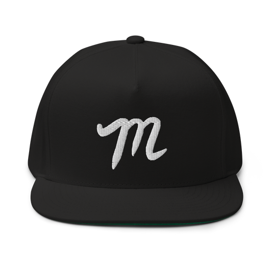 Manolo black hat white M Flat Bill Cap