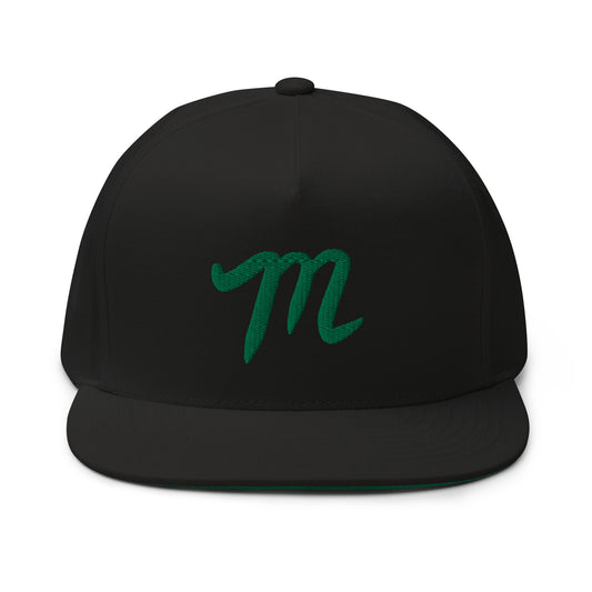 Manolo Black Hat Green M Flat Bill Cap