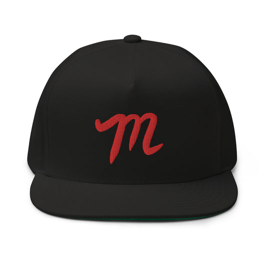 Manolo Black Hat Red M Flat Bill Cap