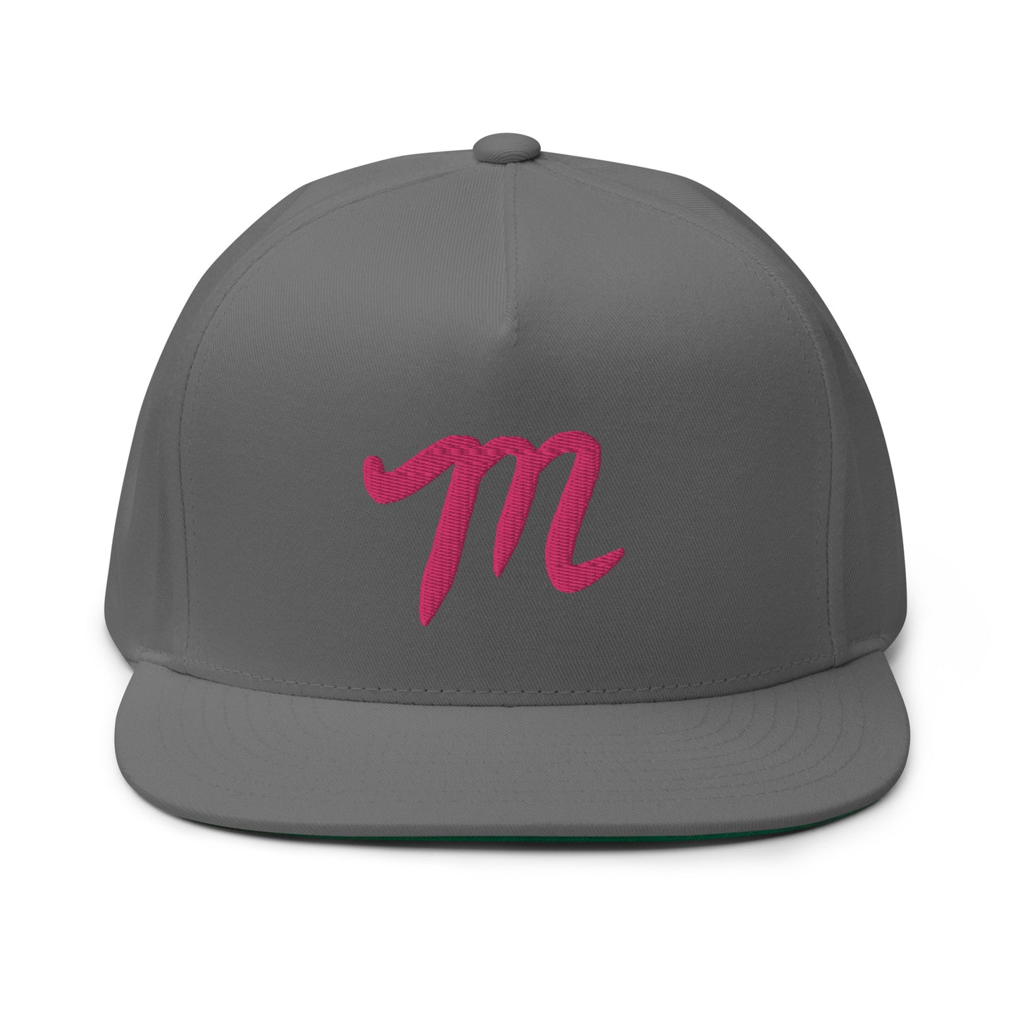 Manolo Grey Hat Pink M Flat Bill Cap