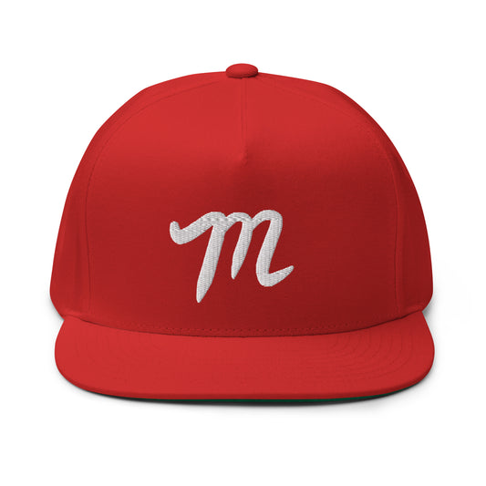 Manolo - Red Hat - White M - Flat Bill Cap