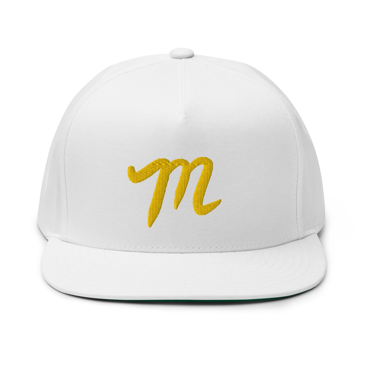 Manolo White hat yellow M Flat Bill Cap