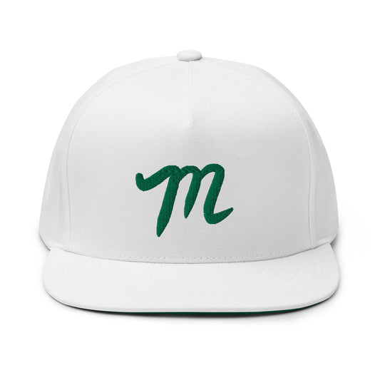 Manolo white hat Green M Flat Bill Cap