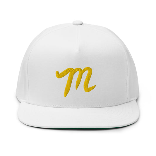 Manolo White Hat Yellow M Flat Bill Cap