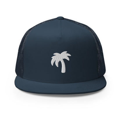 Navy Blue Trucker with White Palm